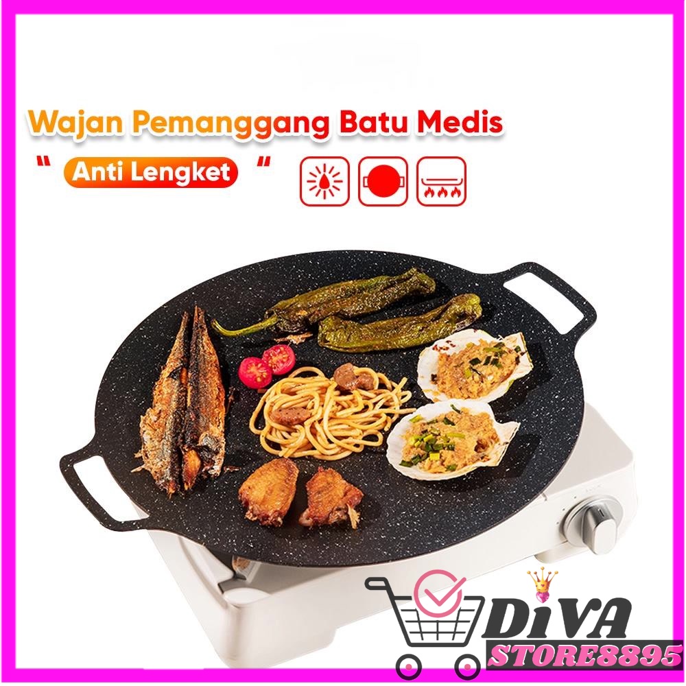 GRILLPLATE OMICKO Alat pemanggang / Tempat pemanggang bulat BBQ Piring pemanggang diameter 30CM