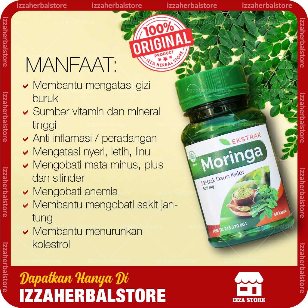 Kapsul Daun Kelor MORINGA Kemasan 60 Kapsul Asli Original Bpom