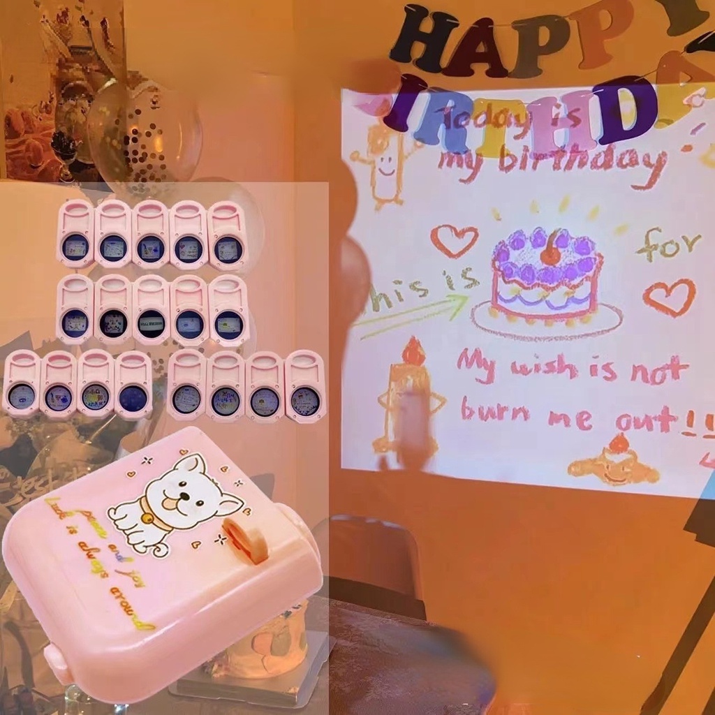 Happy Birthday Mini Proyektor Selamat Ulang Tahun Lampu Proyeksi Foto Alat Peraga Mini Dekorasi Pesta Gift