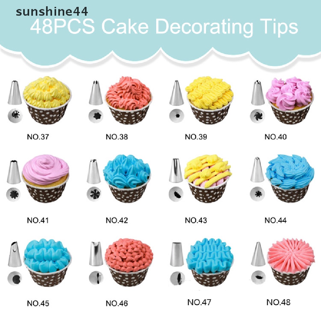 Sunshine 24 / 36 / 48pcs / Set Spuit Piping Stainless Steel Untuk Dekorasi Kue