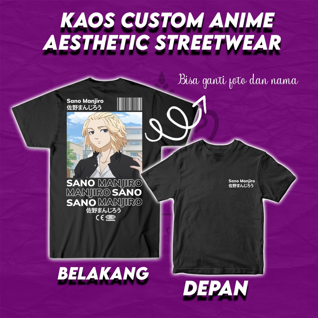 Kaos Sano Manjiro Anime Jujutsu Kaisen Streetwear Baju Sano Manjiro T-shirt Distro Jepang