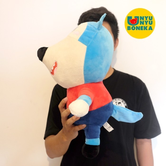 Boneka anjing srigala wolfoo kartun dog 35cm import