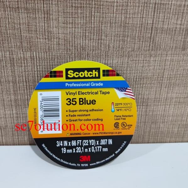 3M Isolasi Scotch 35 Vinyl Electrical Tape Blue (Biru)