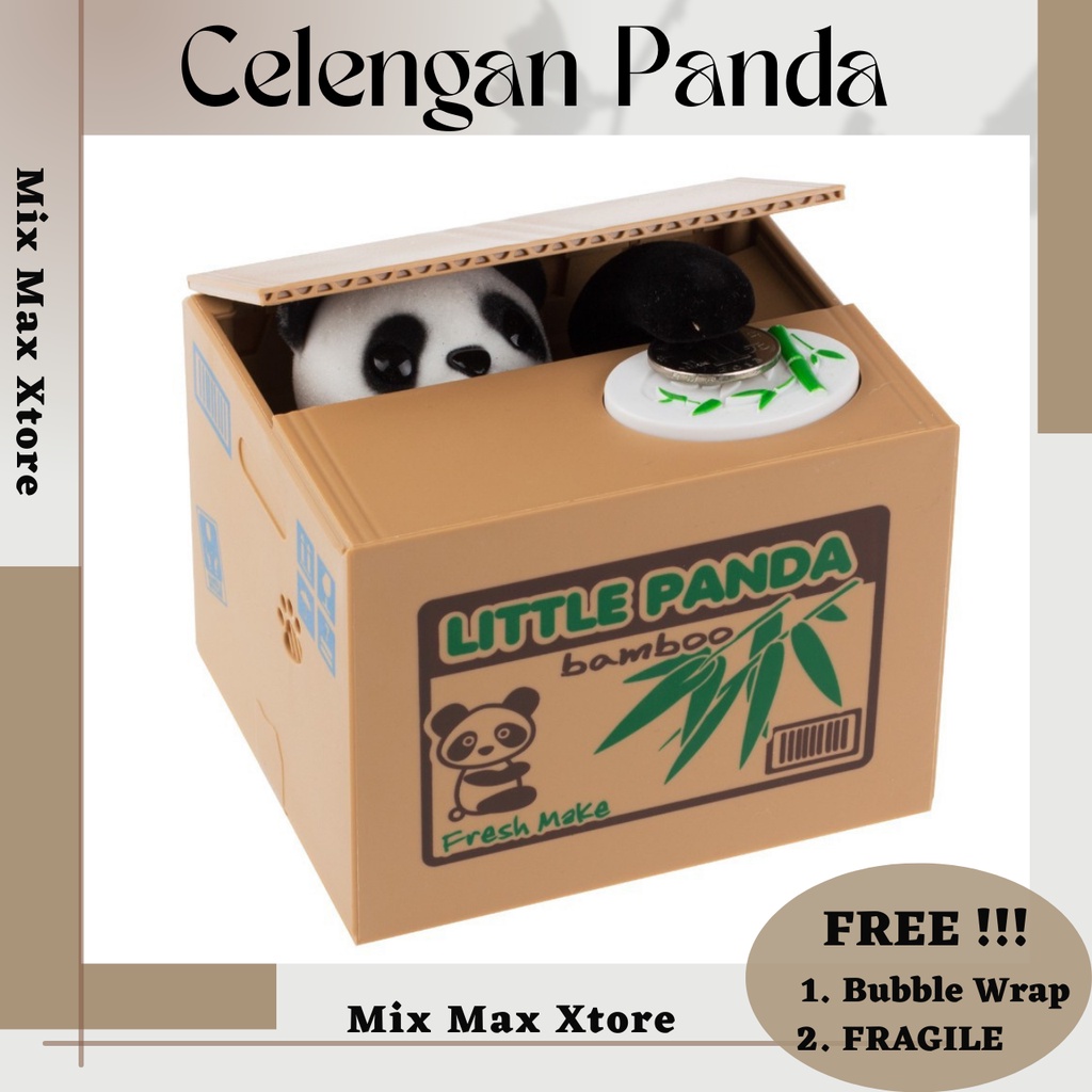 Celengan Panda Steal Money Little Panda Piggy Bank - White / MONEY SAFE BOX BRANKAS ATM MINI CELENGAN ANAK TERBARU