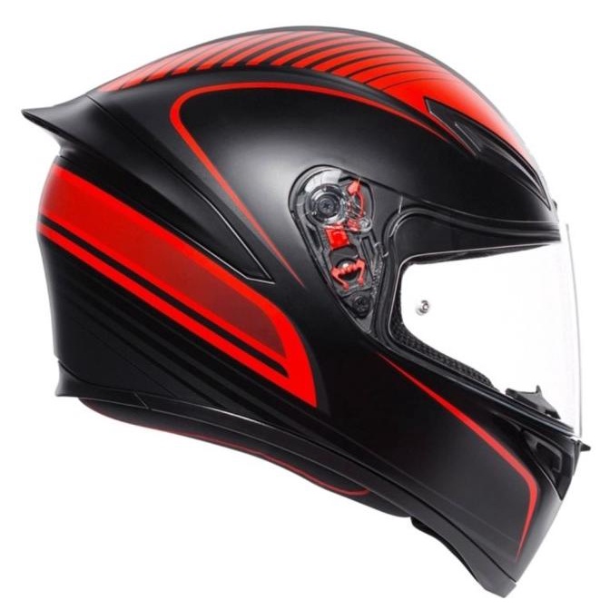 Agv K1 Warm Up Matt Black Red | Helm Motor Full Face With Spoiler