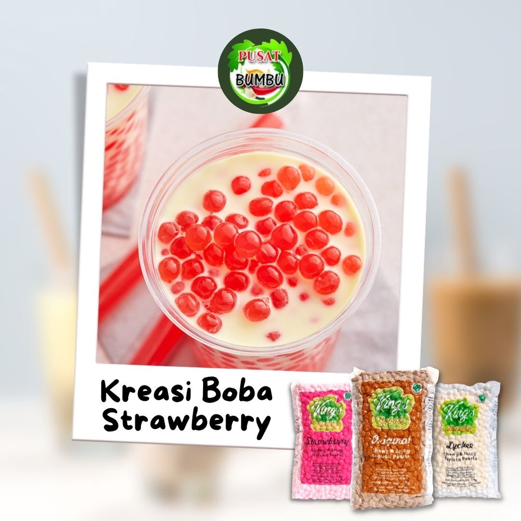 Topping Boba Strawberry 1 kg/Tapioca Pearl Bubble/Topping Minuman/Boba Tapioka/ Boba Instan