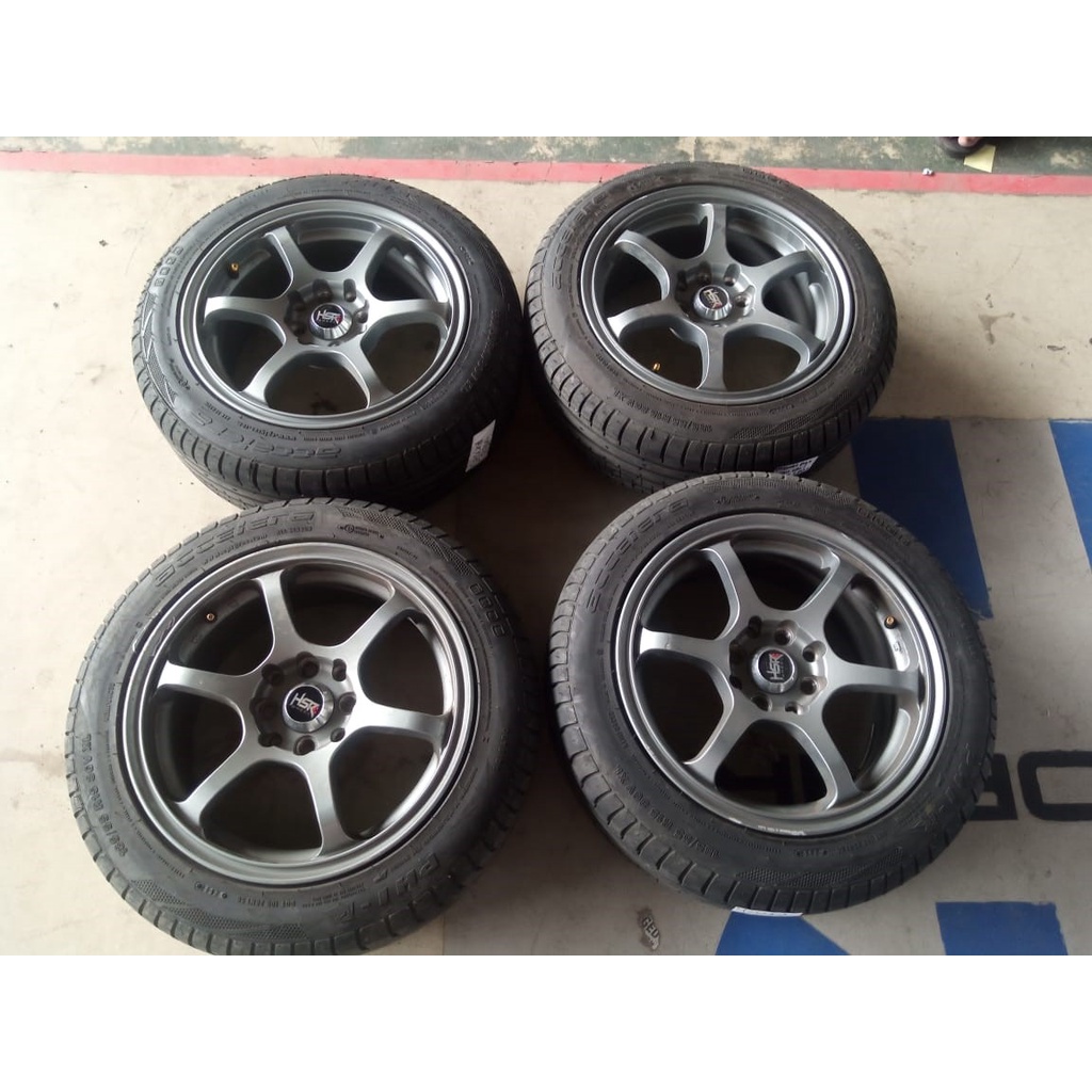 Velg Bekas Mobil Hsr MISAKI RG2 R15 Hole 4x100 4x114,3 ET 38 + Ban Accelera PHI 185 55 R15 Untuk Mob