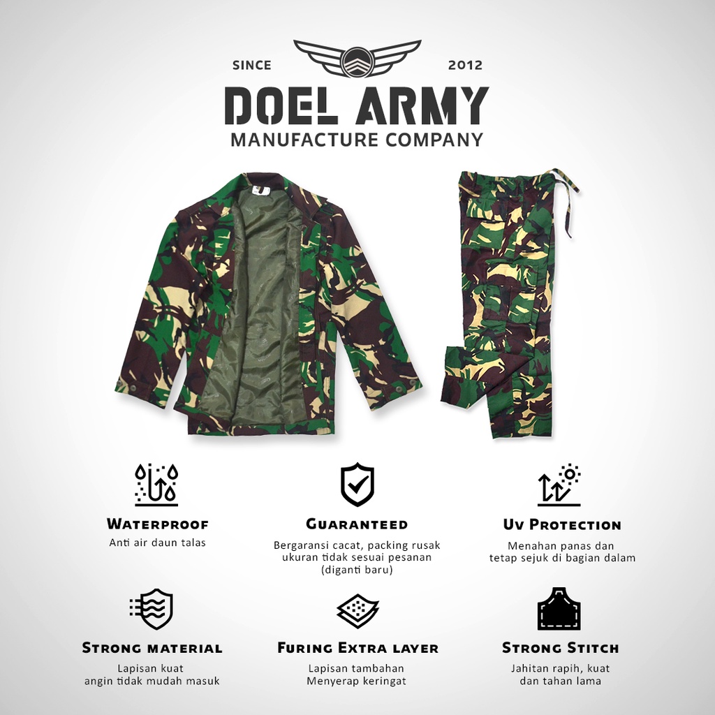 Pdl loreng TNI Velbed Sritex Malvinas Baloteli  Original