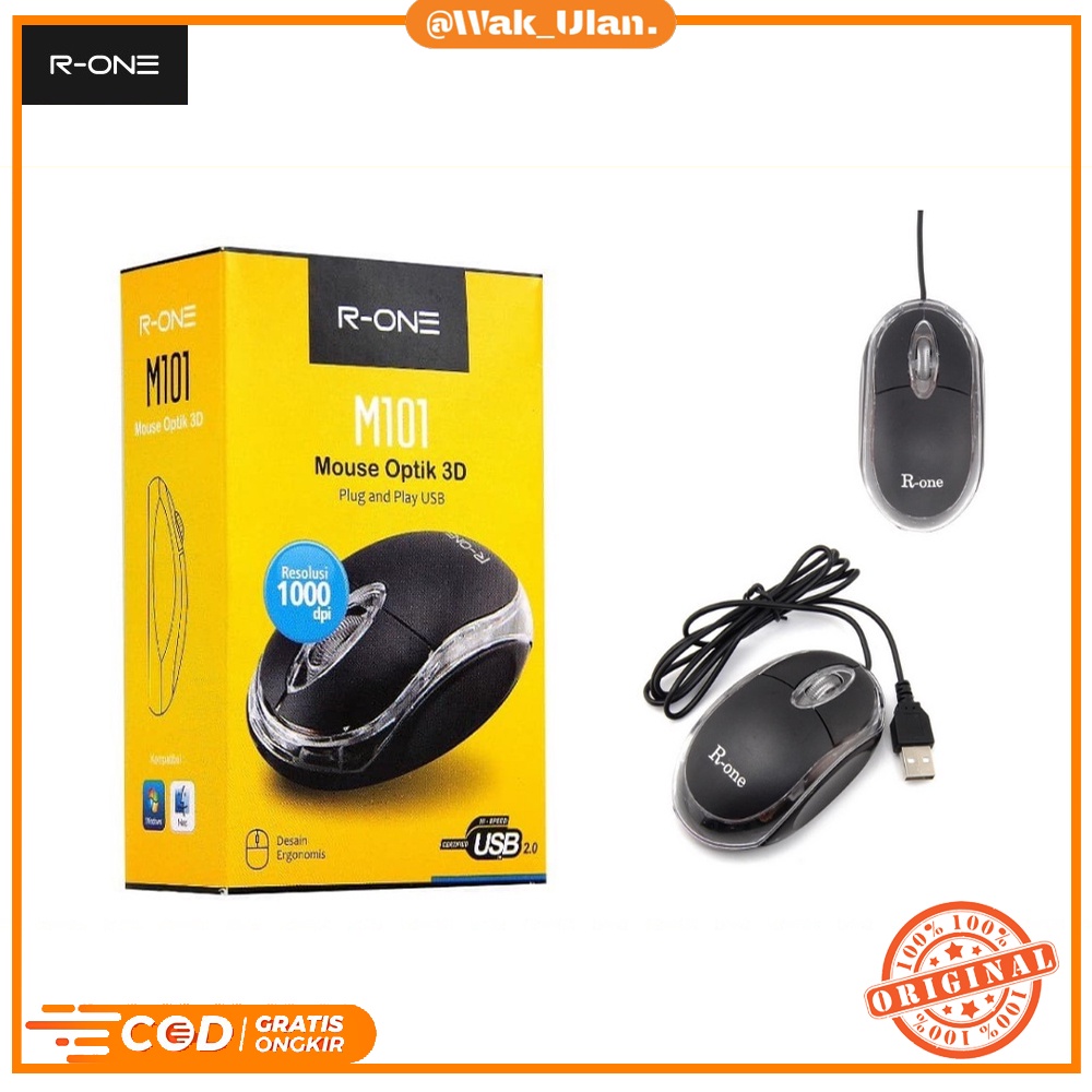 MOUSE USB KABEL CABEL CABLE R-ONE M101 OPTICAL MOUSE MURAH PC LAPTOP KOMPUTER COMPUTER