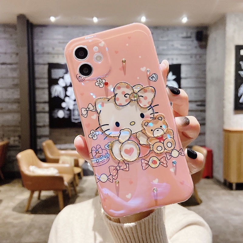 Case Desain Kucing Pink Kitti Untuk IPhone 12 13 11 Pro Max X Xs Max Xr Ddwrf