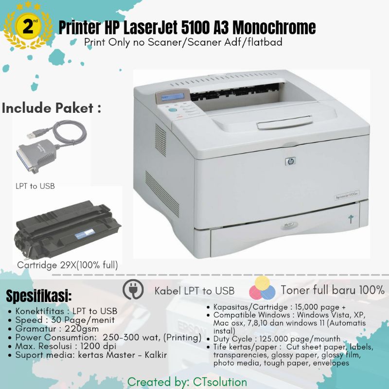 HP LaserJet 5100 A3 - Murah