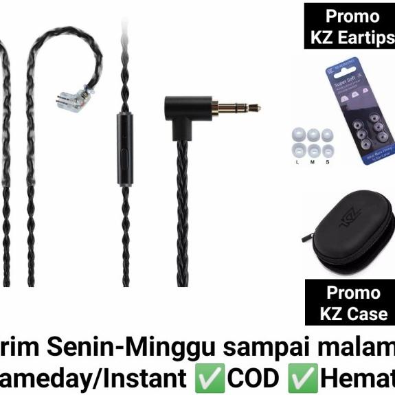 JCALLY JC08S With Mic KABEL UPGRADE for KZ ZSN Pro X KZ DQ6 KZ EDX Pro - Pin B /Dual Pin, No Promo