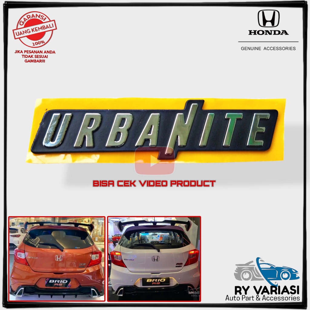 Emblem URBANITE original Logo Emblem Tulisan Honda Urbanite/ Honda Brio RS/ Honda Brio Urbanite