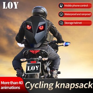 [Kepo.0] 7.Tas Ransel LED Men Knight Backpack Hard Shell LED Motorcycle Cycling Helmet Backpack Business Travel High Capacity Waterproof Laptop Backpack tas LED