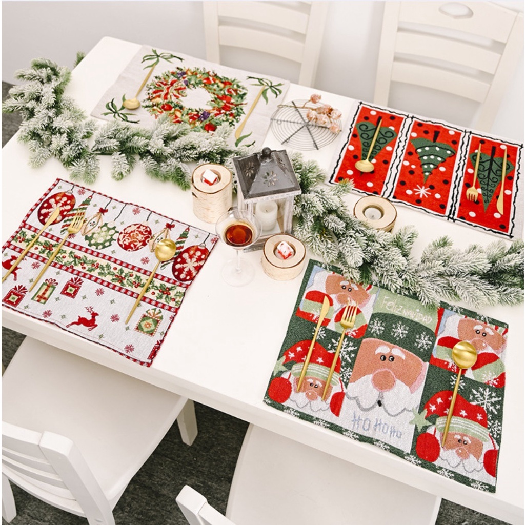 Dekorasi PLACEMAT Natal Alas Tatakan Piring Gelas Chtistmas Dining Xmas Hiasan Dekorasi Meja Rumah Kado