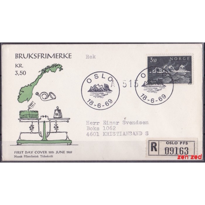 

A193 Perangko FDC SHP Norwegia 1969 Islands of Træna 1 Pcs
