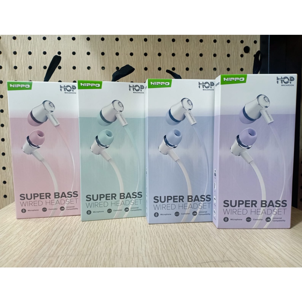 Headset HIPPO HOP Macaroon Handsfree Earphone Jack 3.5mm SATUAN-ECER