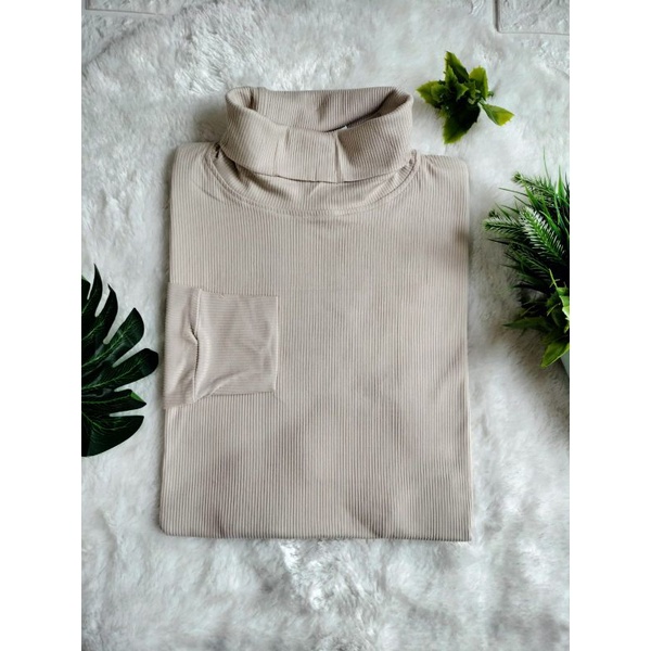 turtlenek kaos rib premium/rib kerah tinggi