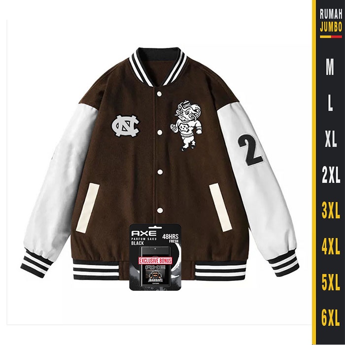 Jaket Bomber Varsity Baseball King Oversize (M - 6XL) jaket varsity baseball bomber original