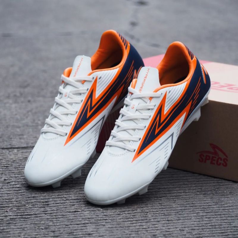 Sepatu Bola Specs Hyperspeed 1.5 FG - Lily White /Nightfall /Tropic Orange