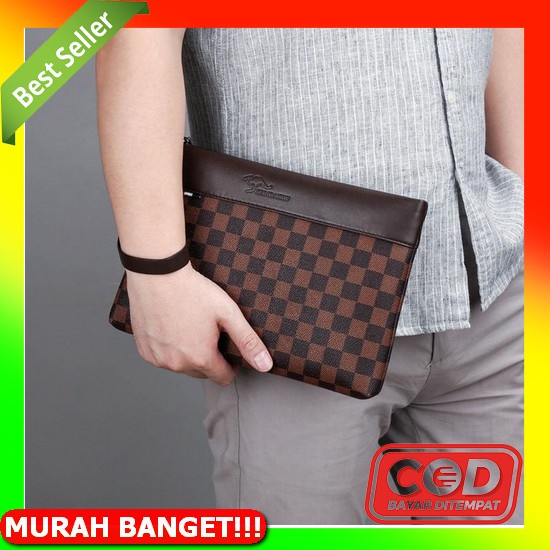 Clutch Bag Fashion Pria Branded Multifungsi Kulit Hand Bag Tas Pria R6T6 Laki Laki Murah Anti Air Or