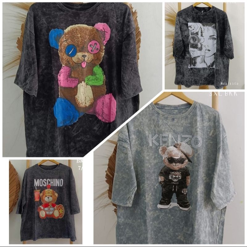 NEW KAOS OVERSIZE BKK LENGAN 3/4 WASH ACID PREMIUM / KAOS WANITA MURAH / KAOS MURAH