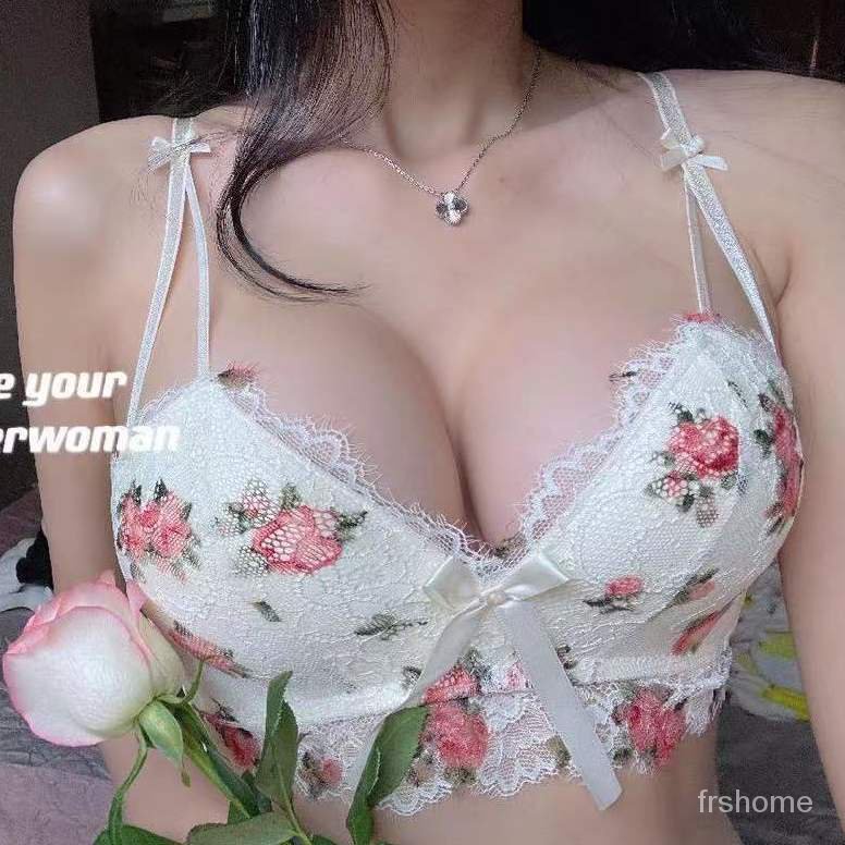 Floral keinginan manis angin lingerie wanita pertemuan dada kecil menunjukkan besar tidak ada cincin