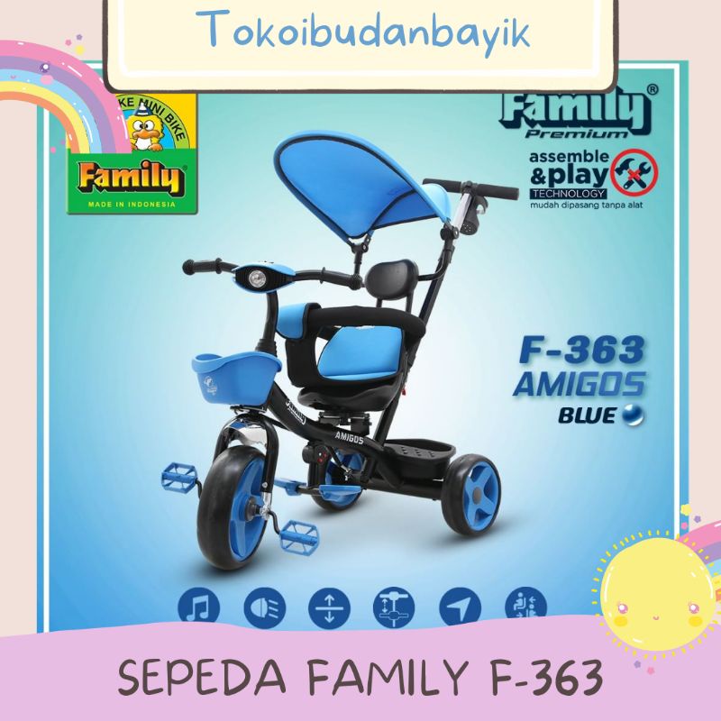 Bisa COD ready sepeda anak roda tiga Family F363/dudukan bisa diputar 360⁰