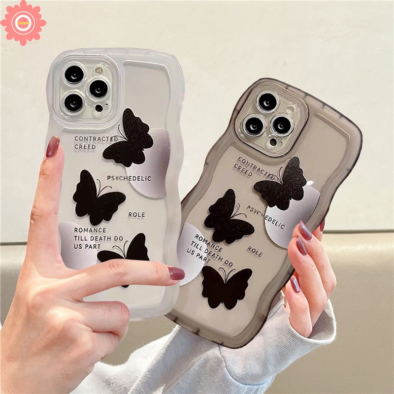 Fashion Romance Butterfly Soft Case Realme C15 C53 10 C55 C25 C35 5 5i 5s 6i C25s C12 C21Y C25Y C1 C1 C20A C20 Realme C11 2021 C20A C3 Shockproof Wavy Edge Soft TPU Cover