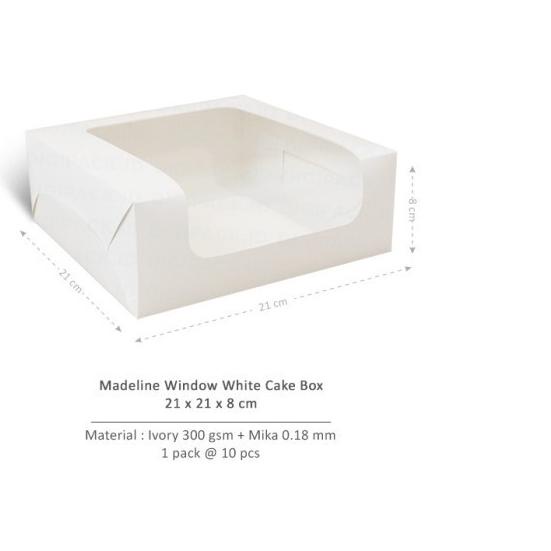 

[Digipack] Madeline Window White Cake Box 21 x 21 x 8 | Dus Kue
