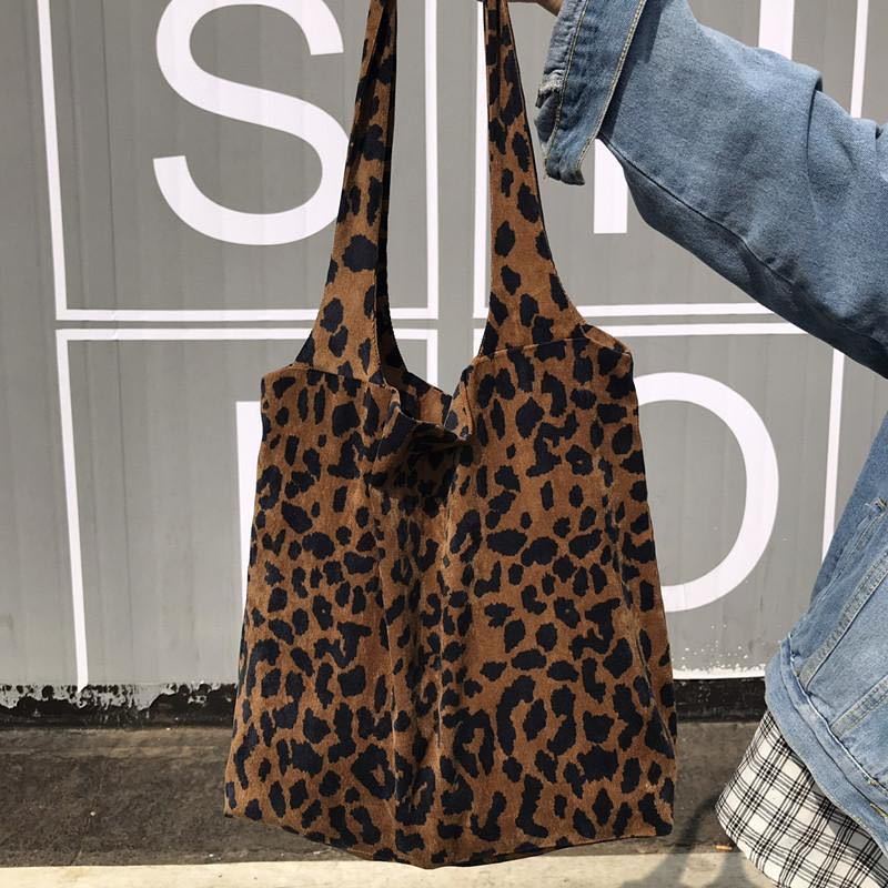 ✇№Sera Korea retro modis leopard print tas bahu tas wanita sederhana dan serbaguna tas jinjing tas kanvas kapasitas besar