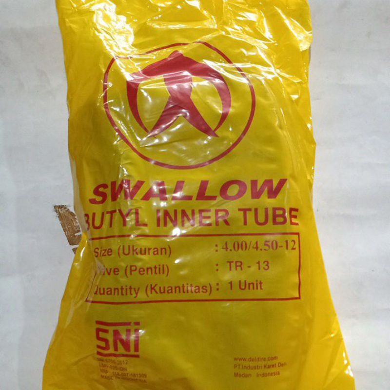 Ban dalam VIAR / TOSSA roda 3 ukuran 400-12 / 450-12 SNI Swallow Termurah