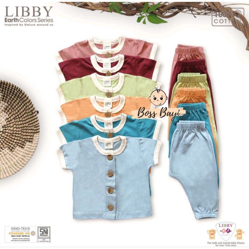 LIBBY BABY ROCCO Set  Earth Series Setelan Bayi / Anak Lengan Pendek Celana Joger