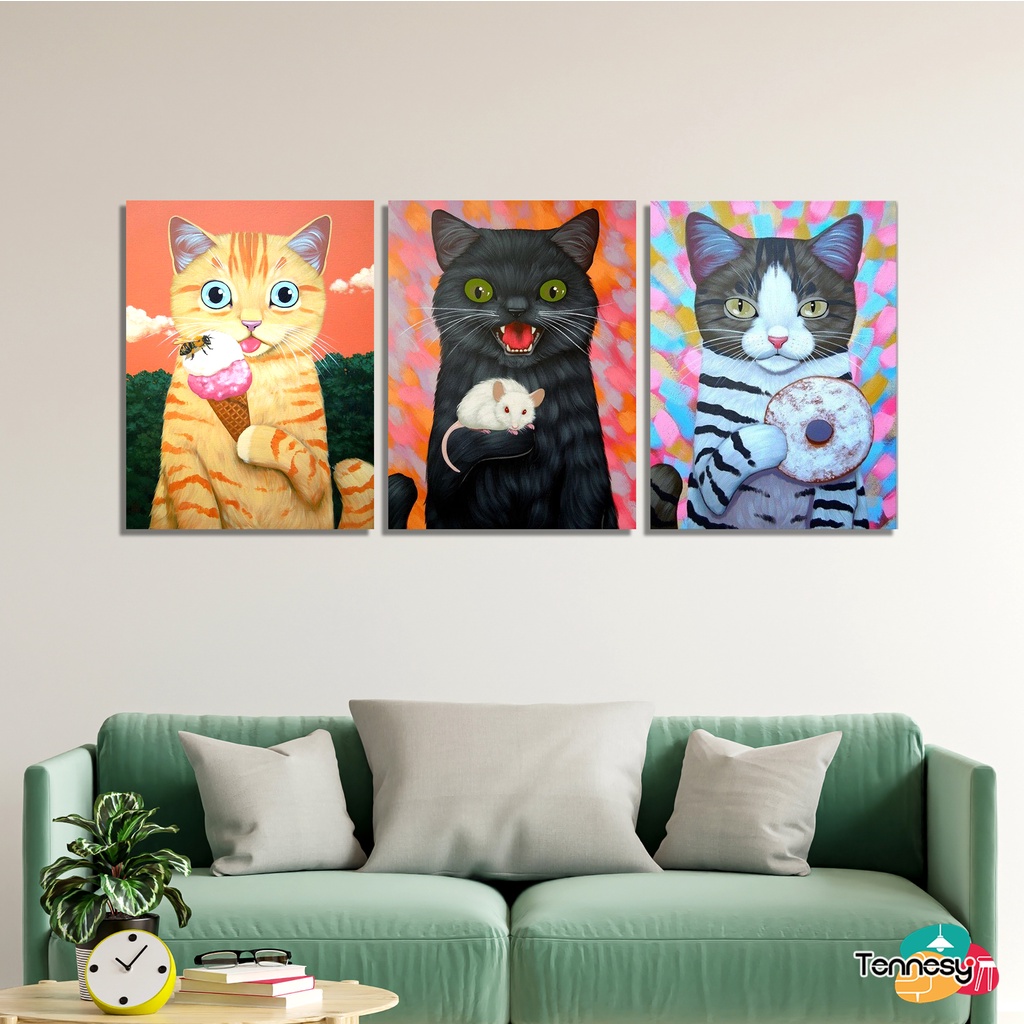 HIASAN DINDING WALL DECOR PAJANGAN POSTER DEKORASI KAMAR RUMAH KUCING CAT ACTION