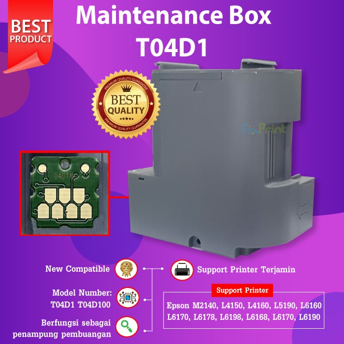 Maintenance Box Compatible Busa Inkpad Pembuangan Tinta Compatible T2950 T04D1 T6711 T6716 C9345 + Chip