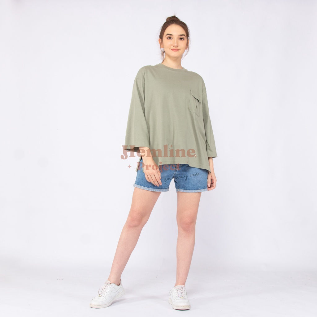 Haura Oversized Plain Top Sage Green