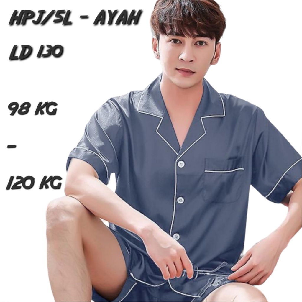 {PART2}Piyama Baju Tidur Jumbo Pria / Cowok Ld 120 130 140 Set Celana Bahan Satin Silk Premium
