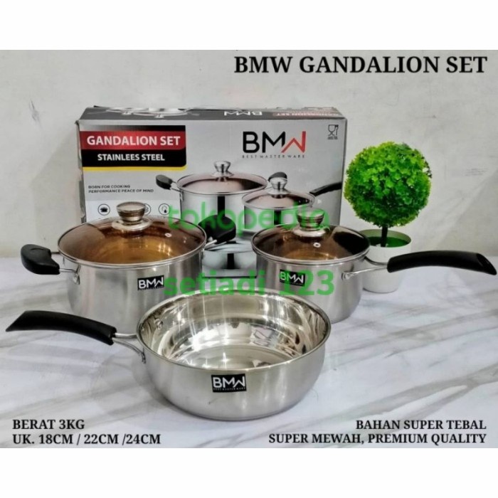Panci Set Stainless Steel Wajan Panci BMW Gandalion set