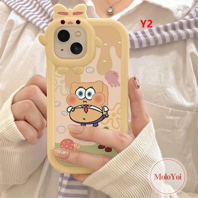 Soft Case Motif SpongeBob 3D Untuk iPhone 11 12 13 14 Pro MAX XR 6 6s 7 8 14 Plus X XS MAX SE 2020