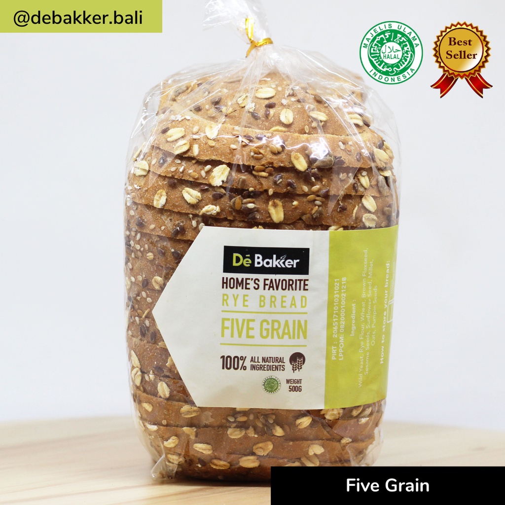 

Debakker store Five Grain - Healthy Food - Diet Snack - Low Gi - Egg Free - Sugar Free - Bread Roti Bakery