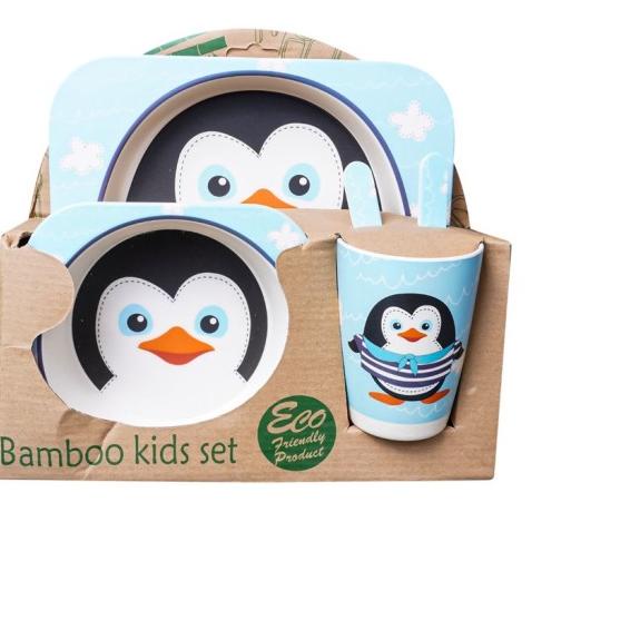 Set Alat Makan 5 in 1 / Piring Makan Anak Balita Peralatan Makan - 005 - Flamingo