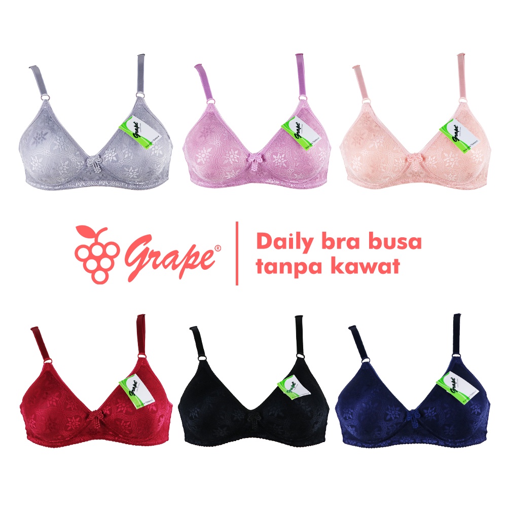 Grape - Fashion Bra Renda Tanpa Kawat Busa Sedang Bh Spm 0377