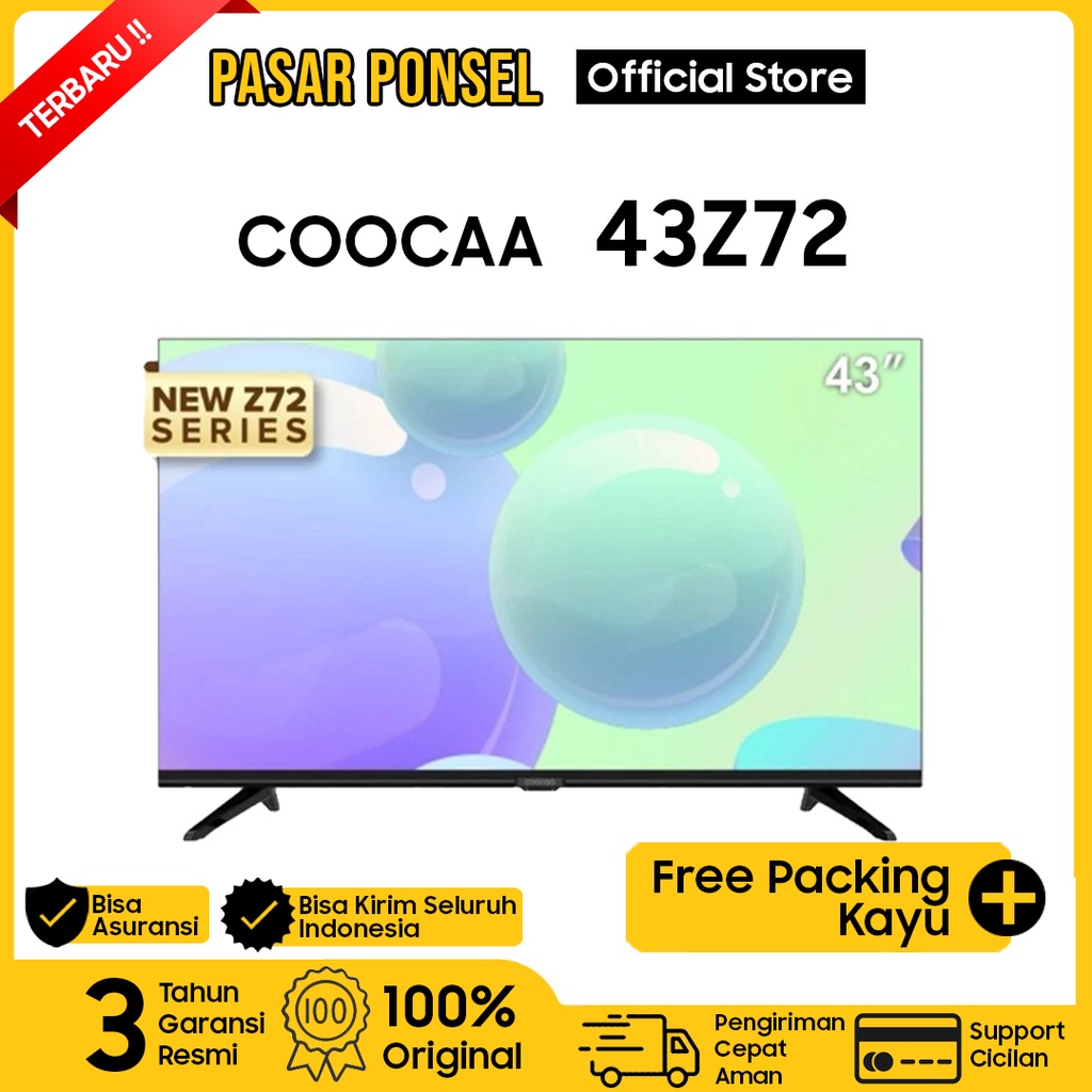 COOCAA 43Z72 43 INCH SMART GOOGLE LED TV DIGITAL DVBT2 FHD TERMURAH