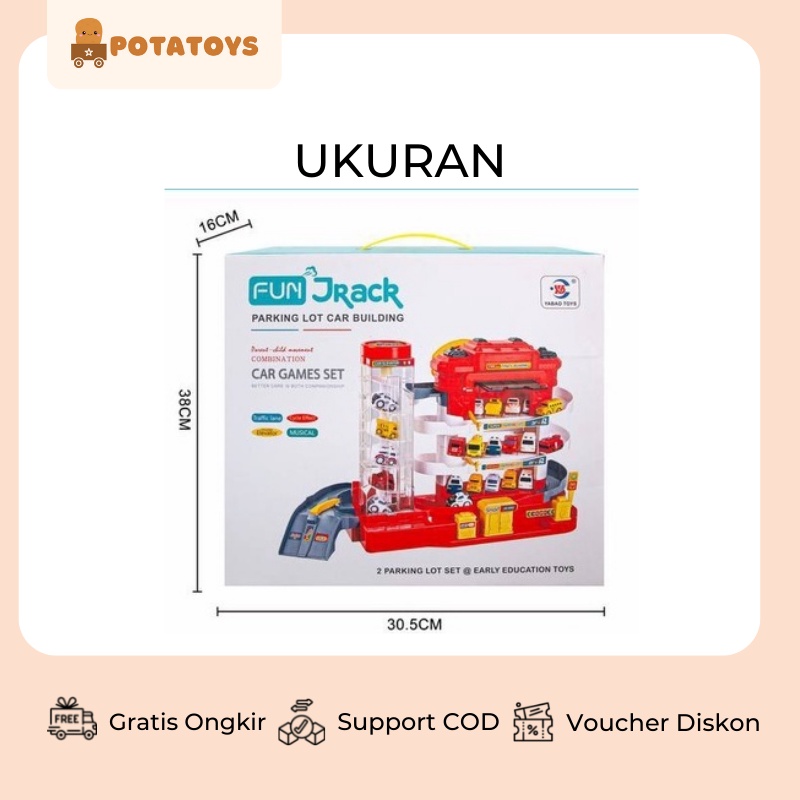 [ Potatoys ] Mainan Anak City Parking Lot 3 Tingkat / City Parking Lot 3 Tingkat Parkir Mobil Auto Vehicle Building Car Helikopter Lift Gedung Parkir Mobil Mobilan