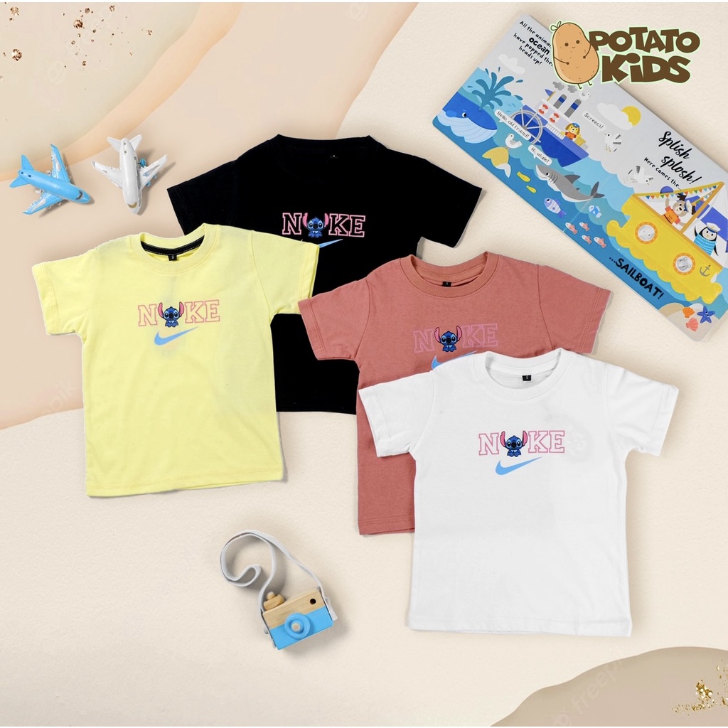 Kaos anak kualitas distro unisex Nike Stich umur 1-12 Tahun // atasan anak premium cotton combed
