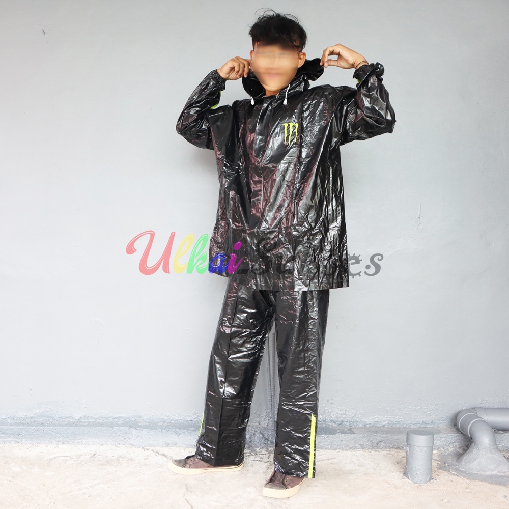Jas Hujan Setelan Monster Raincoat Jaket dan Celana Indoplast Best Quality Mantel Hujan Murah Pria Wanita