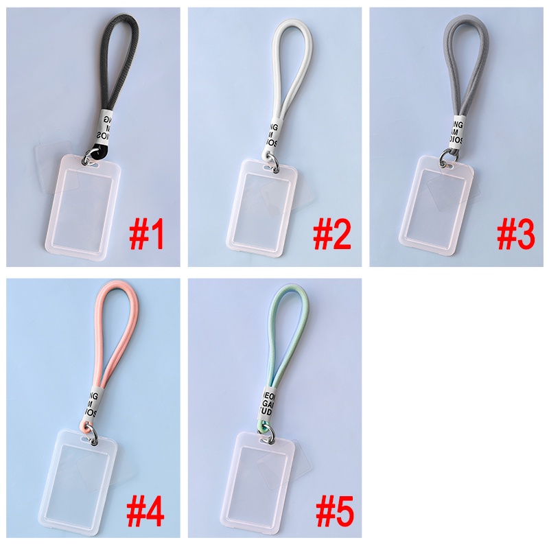 Jala Lanyard Pendek Dengan Pemegang Kartu Plastik Transparan Untuk Kasus Telepon Keychain Anti Lost Sling ID Card Protector