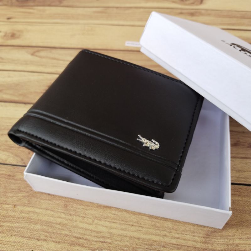 DOMPET KULIT ASLI IMPOR TERMURAH Wallet Dompet Pria Kulit motif Lis logo Black