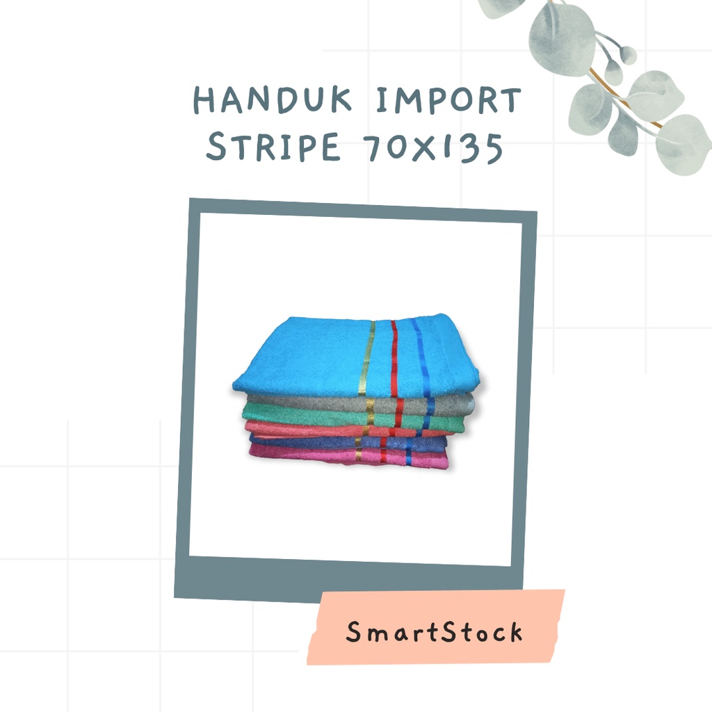 SS Handuk Mandi Dewasa Stripe Ukuran 70 x 140 cm Jumbo Tebal Polyester Import Impor