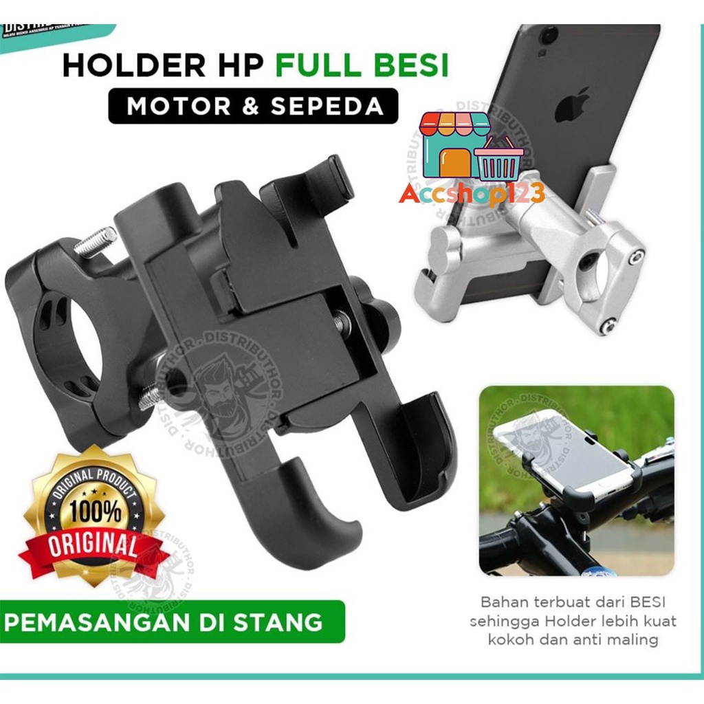HOLDER di STANG MOTOR BESI /  DUDUKAN HP GPS / HOLDER MOTOR Di STAND AS2170